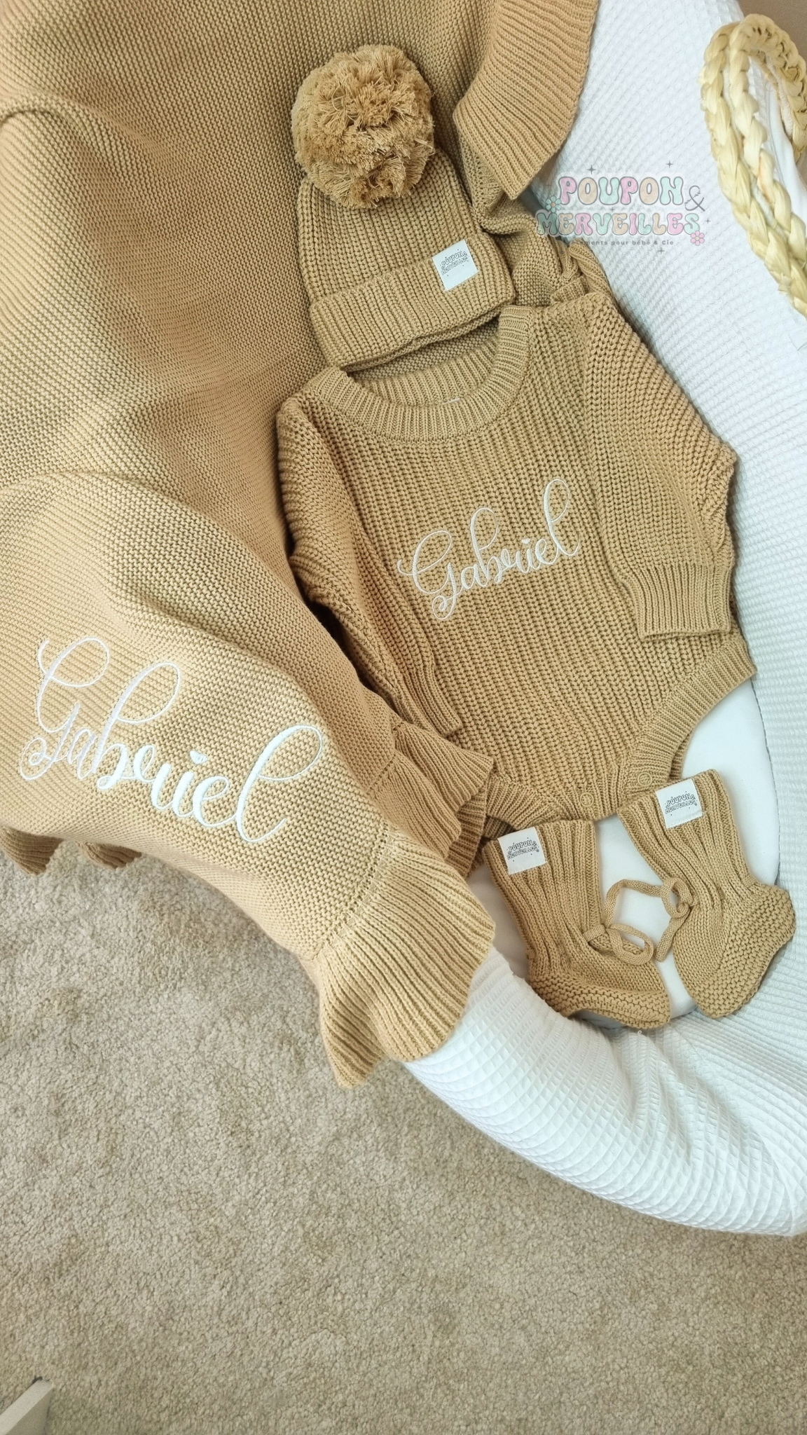 Coffret naissance : Ensemble barboteuse et couverture personnalisée