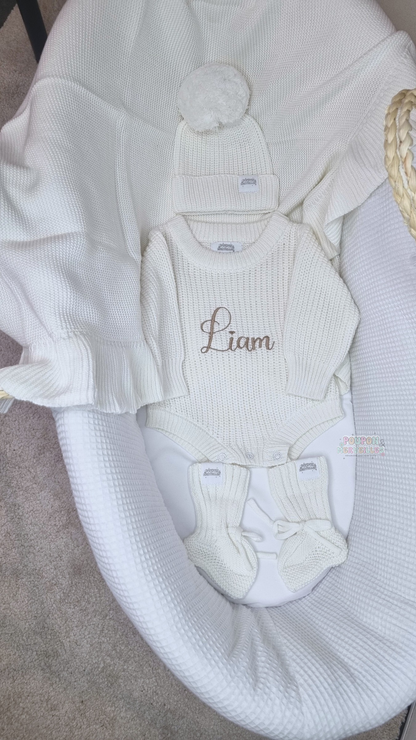 Coffret naissance : Ensemble barboteuse et couverture personnalisée