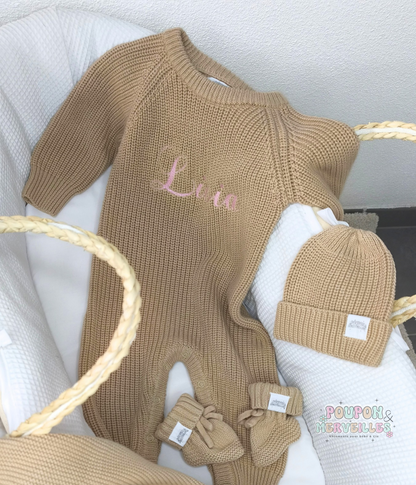 Combinaison bébé en maille tricot