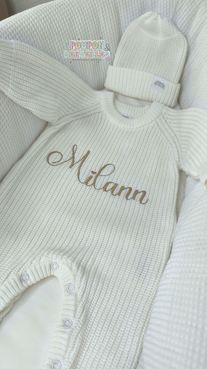 Combinaison bébé en maille tricot