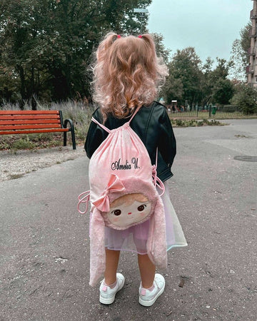 Sac pochon lapin rose