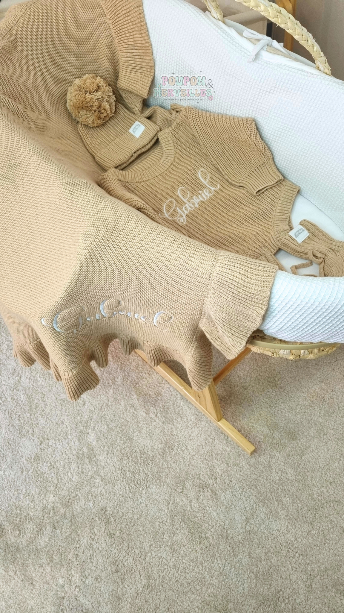 Coffret naissance : Ensemble barboteuse et couverture personnalisée